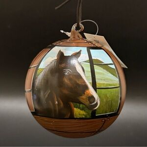 Retired DILLARD’s Trimmings Hand-painted Horse Equestrian Glass Ball Ornament